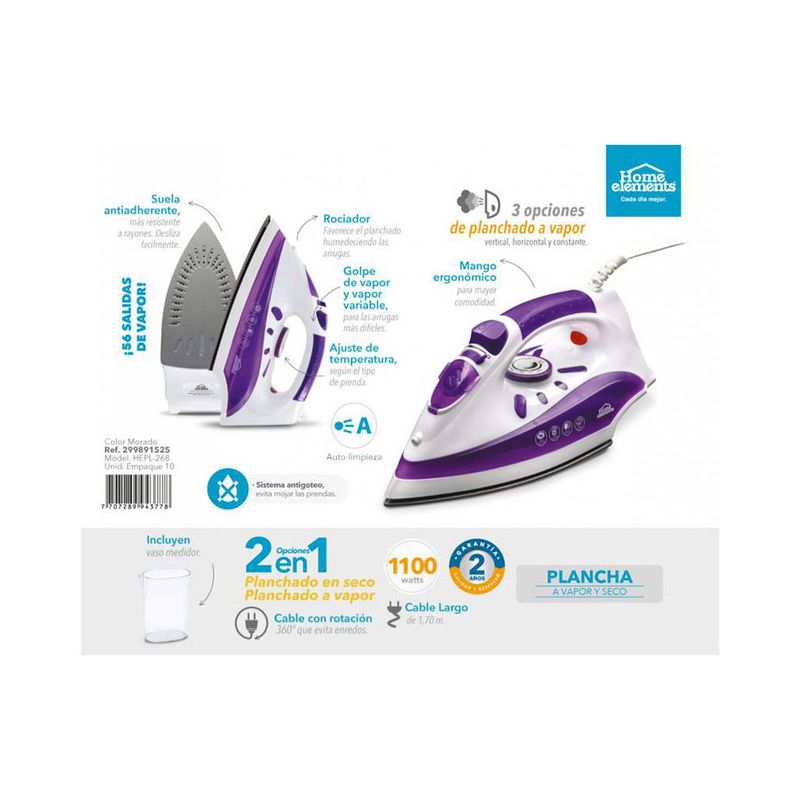 Plancha-para-ropa-a-vapor-y-seco-Home-Elements-con-suela-antiadherente-selector-de-temperatura-y-rociador-de-agua.
