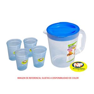 Jarra caribe 3.5 litros con 4 vasos 0.4 litros Np