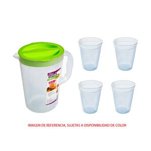 Jarra caribe 4.5 litros con 4 vasos 0.4 litros Np