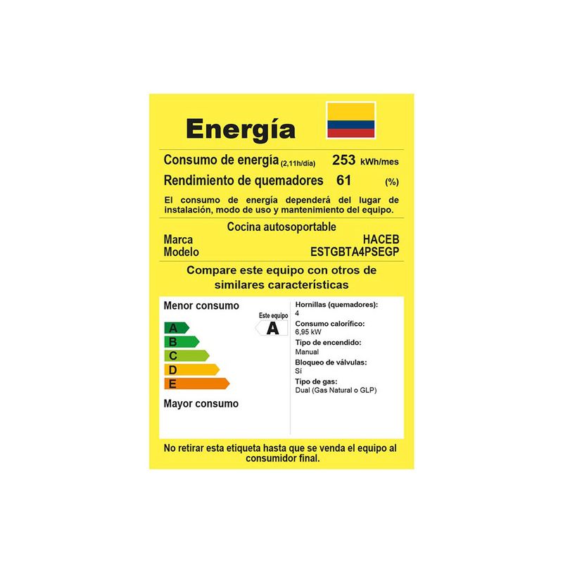 Estufa romero 4 puestos con gabinete gas propano Plata Haceb