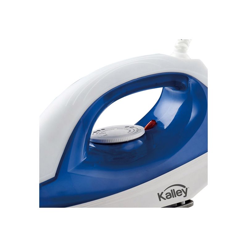 Plancha-Kalley-K-MPS100P-azul-y-blanca-con-suela-antiadherente-diseño-ergonomico-y-control-de-temperatura.