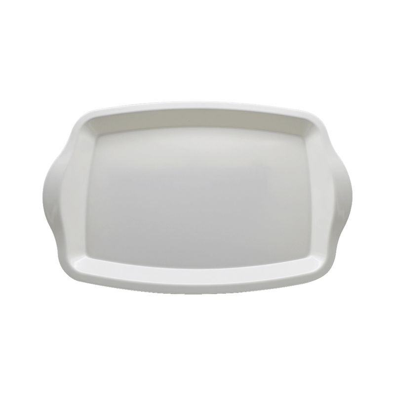 Bandeja de Servir Rectangular Small Blanco 27 cm con Patas Plegables y  Bordes Azules