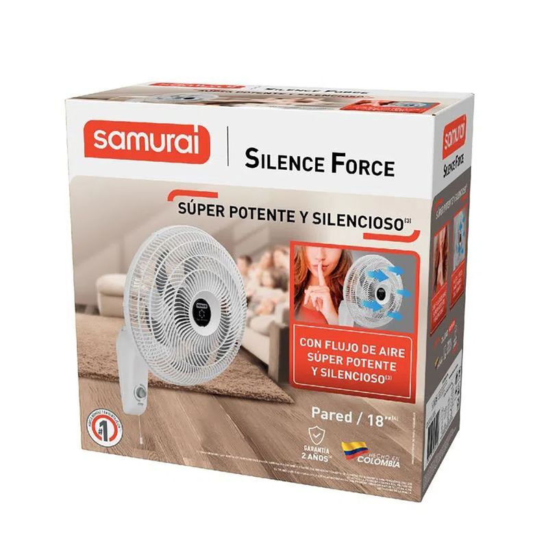 Ventilador de pared silence force 18 pulgadas - 3 velocidades - Blanco  Samurai