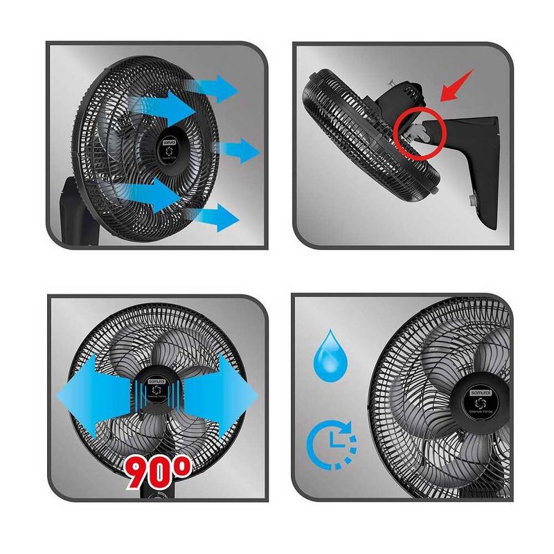 abanico Ventilador-de-pared-silence-force-18-pulgadas---3-velocidades---Negro-Samurai