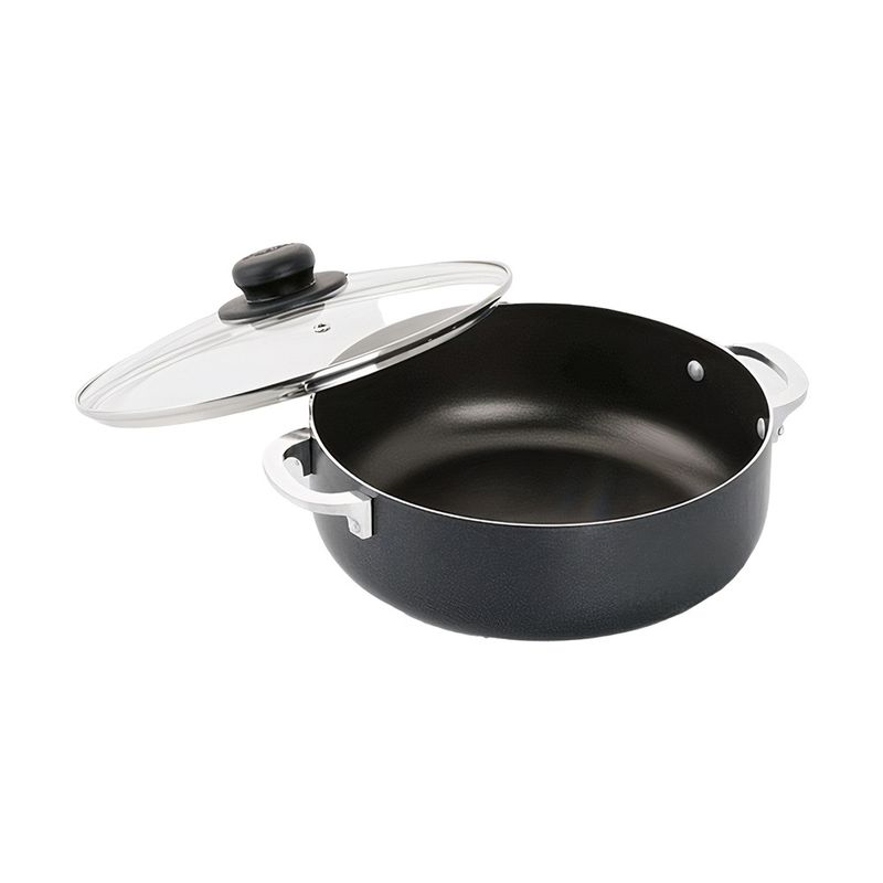 Wok Antiadherente Tapa Vidrio 24 Cm