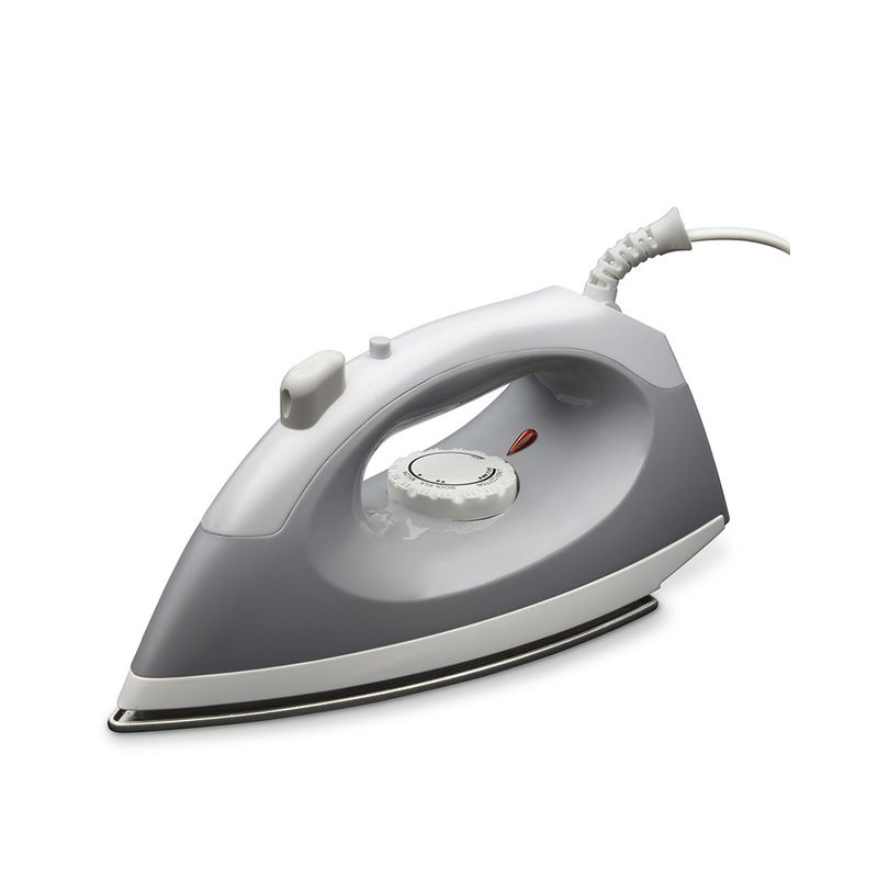 Plancha-seca-HEPS560G-Home-Elements-gris-y-blanco-liviana-con-suela-antiadherente-y-control-de-temperatura.