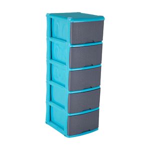 Mueble organizador rattan x5 Azul Marino - Gris Rimo