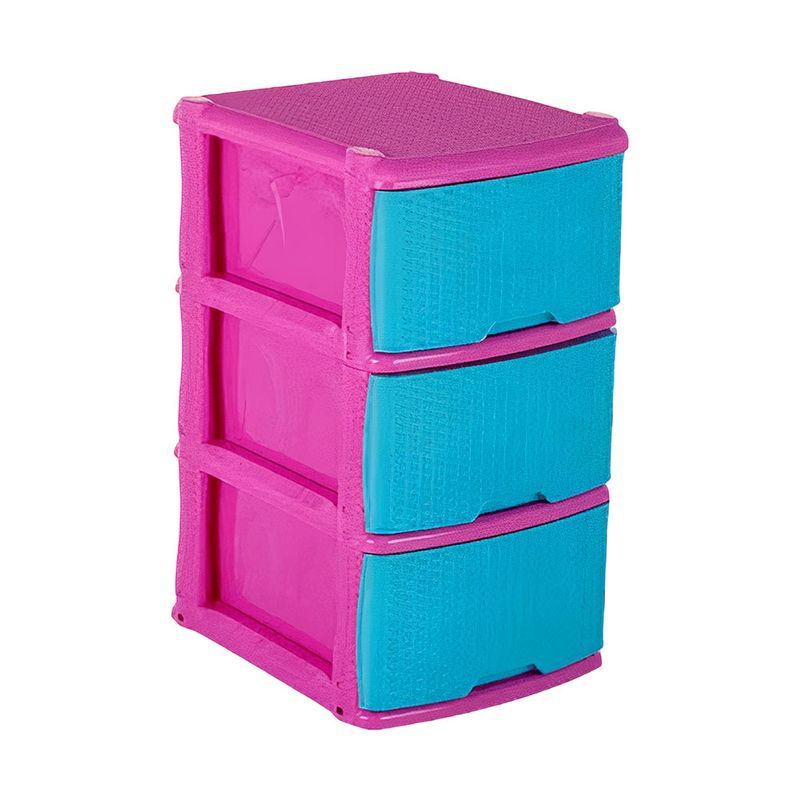 Mueble-organizador-rattan-x3-Fucsia---Azul-Marino-Rimo