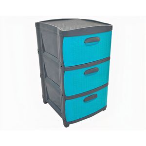 Organizador Rattan Dubai x3 - Gris Azul Prodehogar