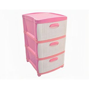 Organizador Rattan Dubai 3 Niveles - Rosado Blanco Prodehogar