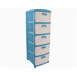 Organizador Rattan Dubai x5 - Azul Blanco Prodehogar