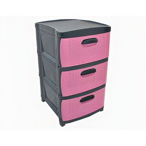 Organizador Rattan Dubai x3 - Gris Rosado Prodehogar