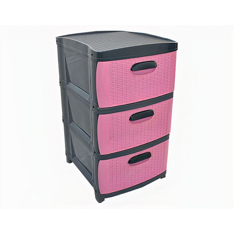 Organizador-Rattan-Dubai-x3---Gris-Rosado-Prodehogar