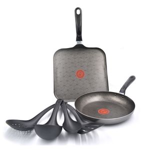 Plancha para asar + sartén 24cm utensilios setx4 Imusa