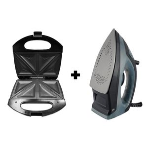 Combo Sanduchera Negra + Plancha De Ropa Clasica Corona