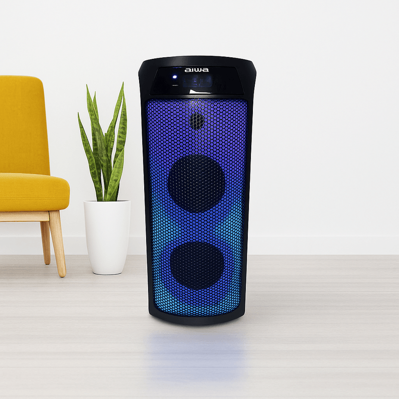 Torre-de-sonido-Aiwa-300W-portatil-con-bluetooth-y-luces-LED