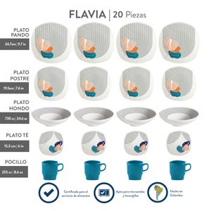 Vajilla 4 puestos 20 piezas flavia Vajillas Corona