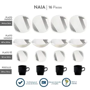 Vajilla 4 puestos 16 piezas naia Vajillas Corona